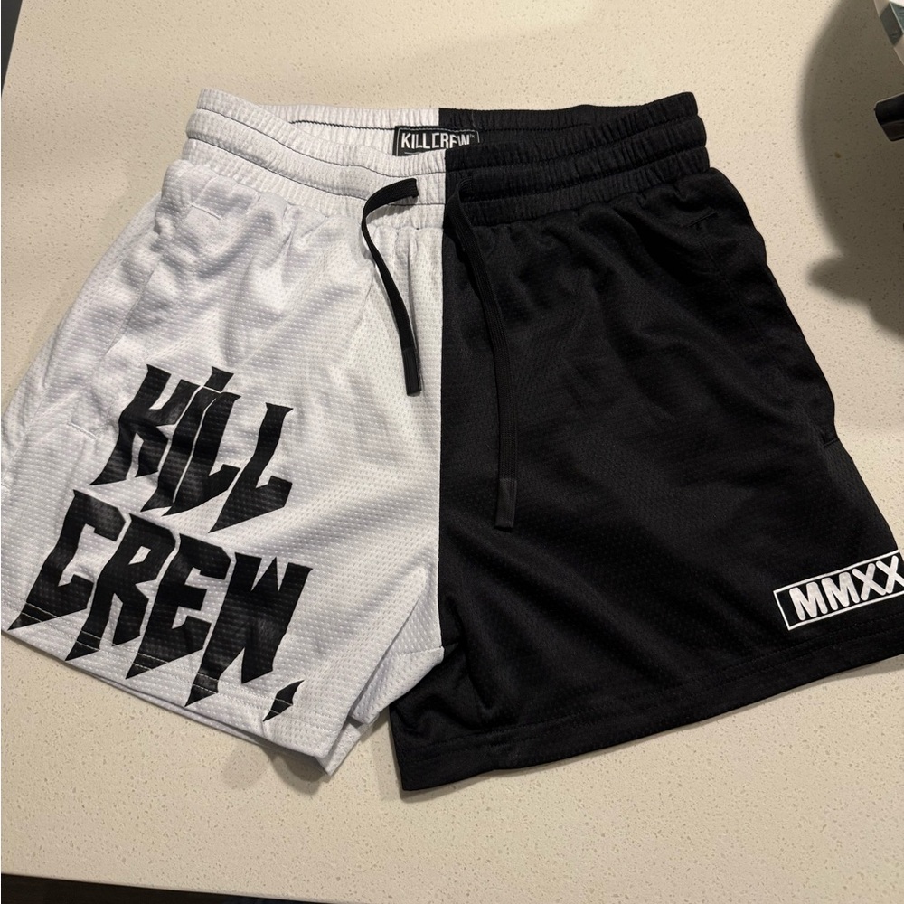 Kill Crew Two-Tone Black and White Athletic Shorts